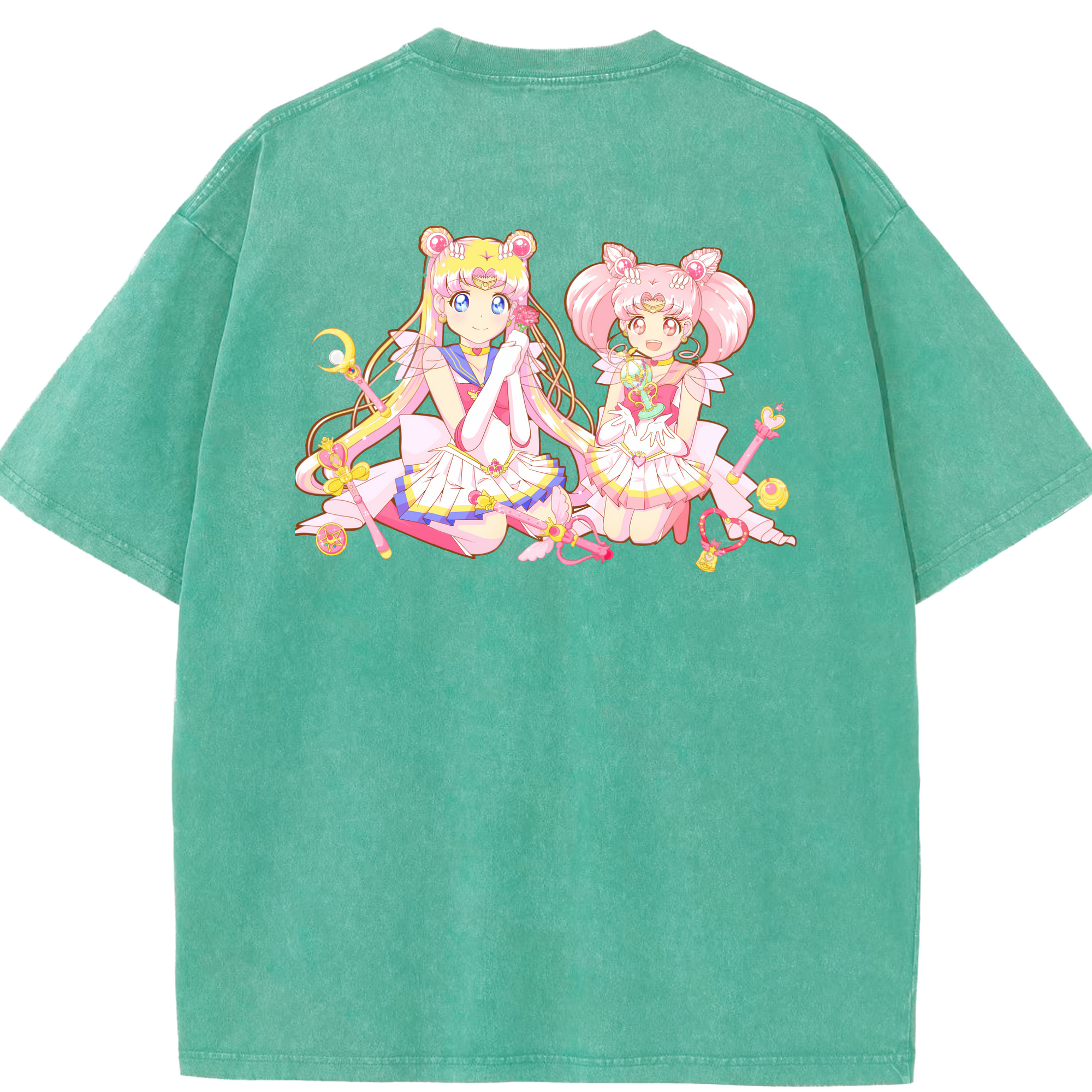（画像用） 美少女戦士セーラームーン 月野 うさぎ つきの うさぎ Sailor Moon Tsukino Usagi 綿100% ヴィンテージ風 半袖Tシャツ（背面プリント）